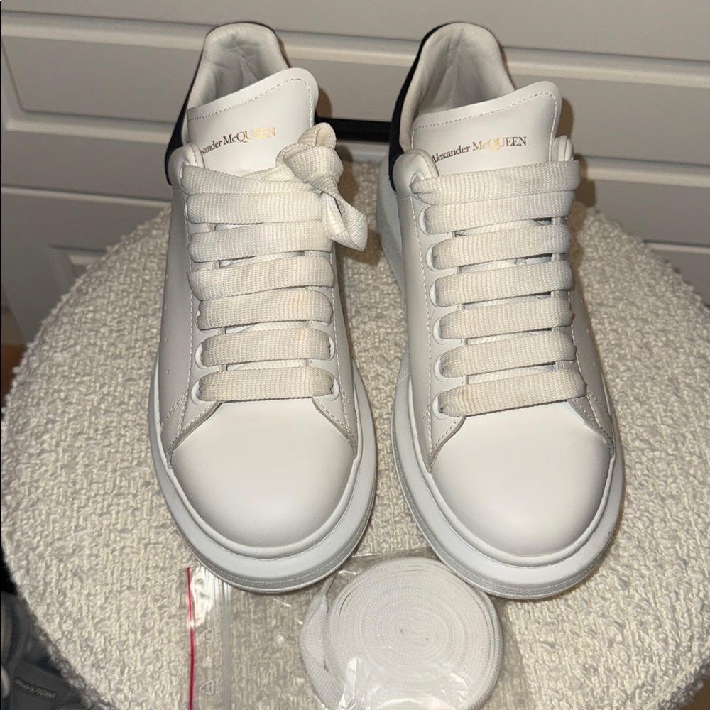 Alexander McQueen White High-Top Sneakers worn once comes with extra laces 38 - Picture 2 of 5